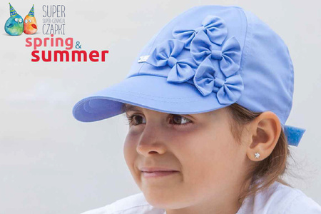                     Tutu czapka z daszkiem dla dziewczynki na lato niebieski UV +30                