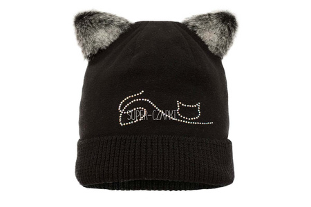 
                    BROEL Kesha czapka na zimę dla dziewczynki kotek ecru
                