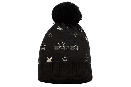 BROEL Kathy czapka na zimę dla dziewczynki gwiazdki czarna